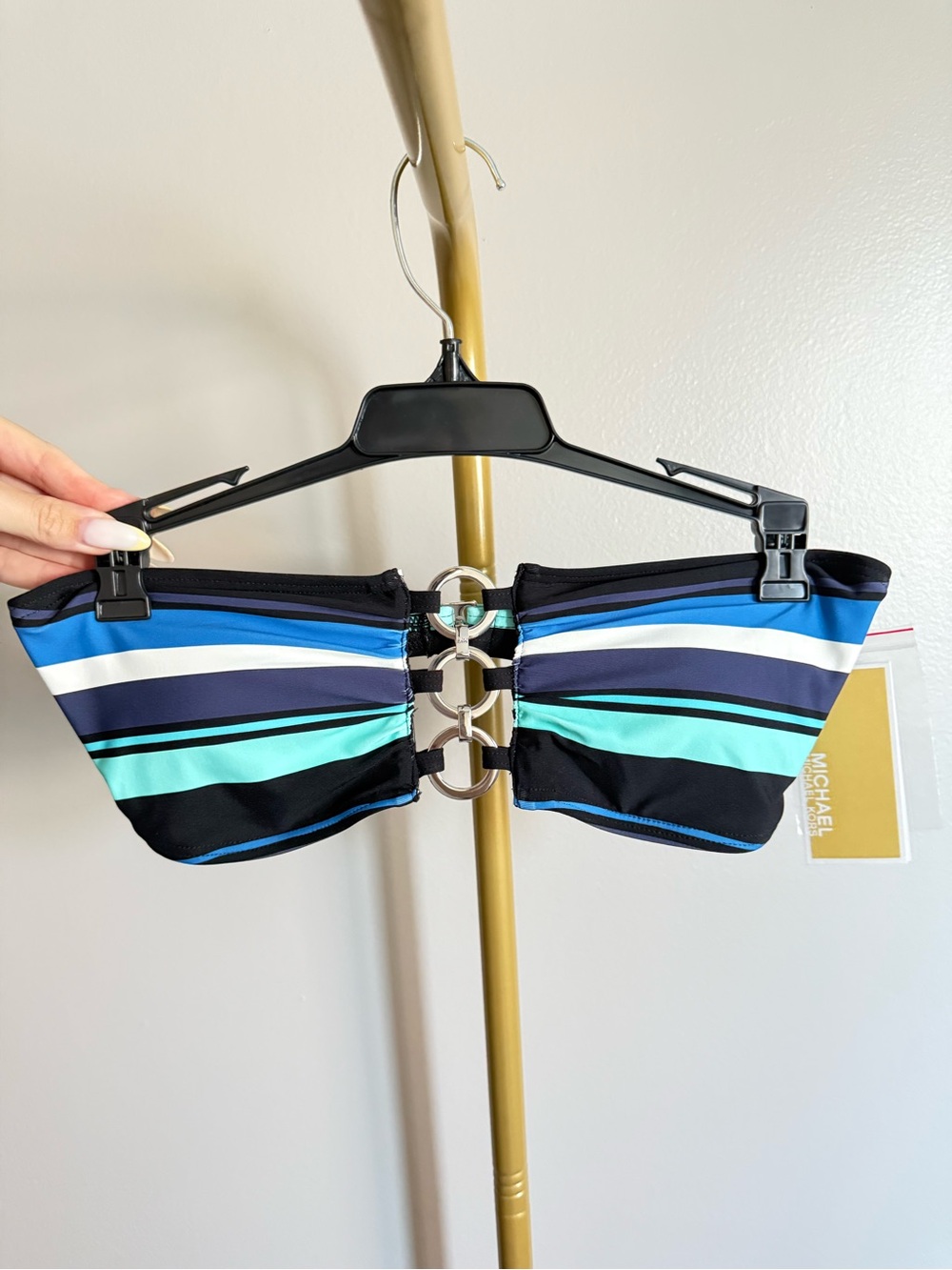 NWT Michael Kors Striped Bandeau Bikini Top – Size XS